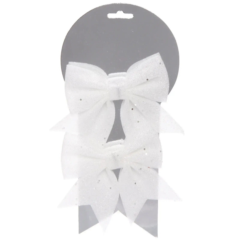 Бант на елку «Нежность» 12*14 см (набор 2 шт), Белый
