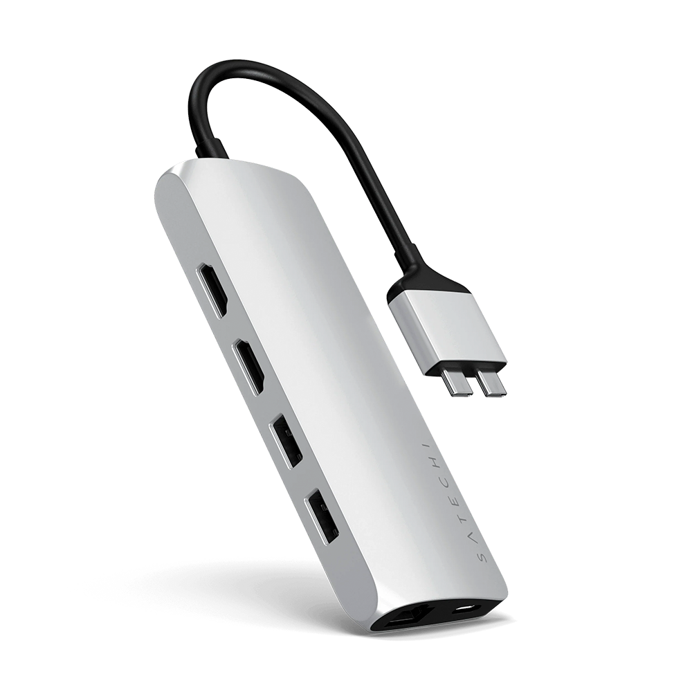 USB-концентратор Satechi Type-C Dual Multimedia Adapter, 3 разъема, Silver (Серебристый)
