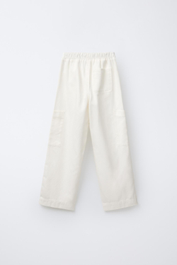 ZARA СТРУЯЩИЕСЯ БРЮКИ-КАРГО, ЭКРЮ