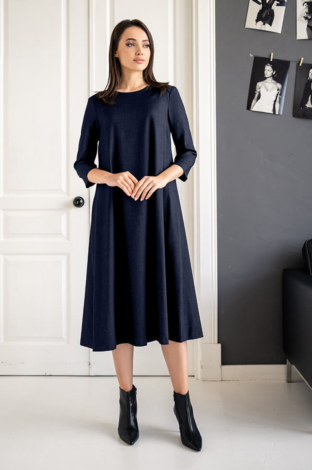 51351 Платье женское (синий жаккард)