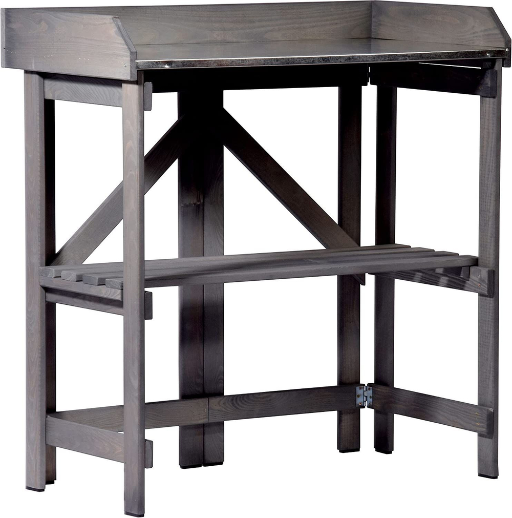 Садовый стол деревянный для сада и дачи с цинковой столешницей, для пересадки растений и цветов