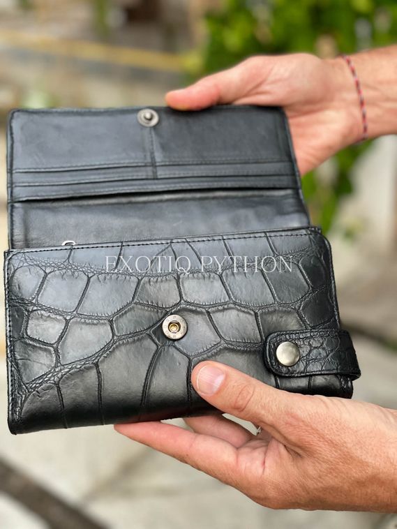 Кошелек из кожи крокодила черного цвета - WA-214