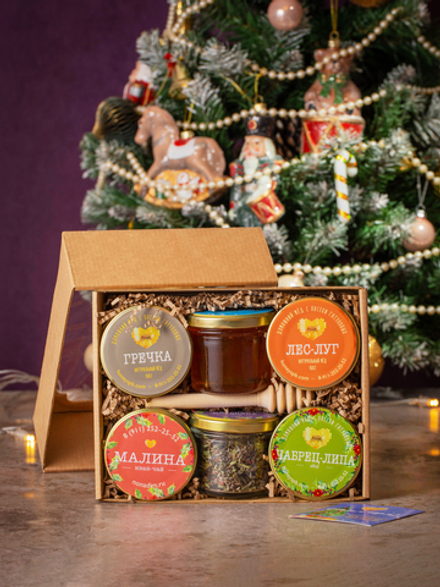 Набор № 124 3 вида мёда+3 вида чая+ложка