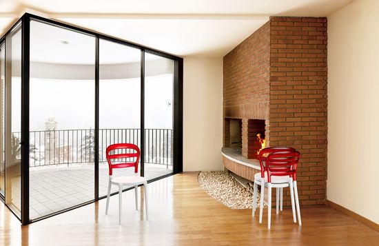 Стул пластиковый Miss Bibi белый, красный