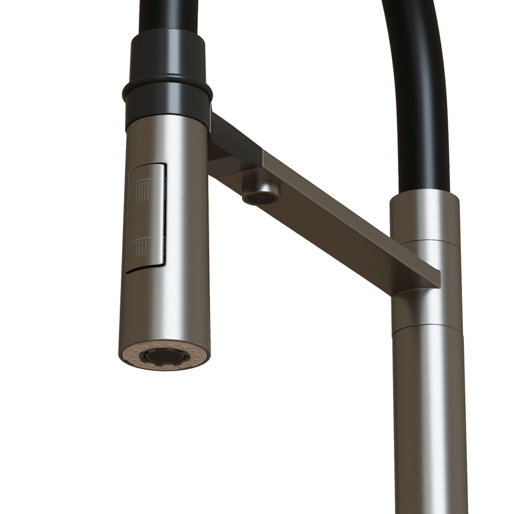 Смеситель для кухни 35k MIXLINE MLSS-0401 черный гиб. излив магнит, подкл.к фильтру, п/гайку САТИН