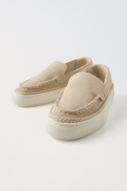 ZARA ЗАМШЕВЫЕ ЛОФЕРЫ, БЕЖЕВЫЙ