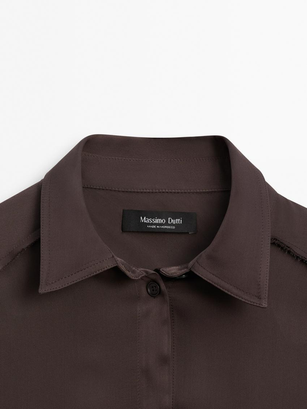 Massimo Dutti Рубашка из струящегося атласа, темно-гранатовый