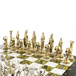 Шахматы из металла  Шахматы "Атлас" доска 44х44 см мрамор змеевик фигуры металлические G 122598