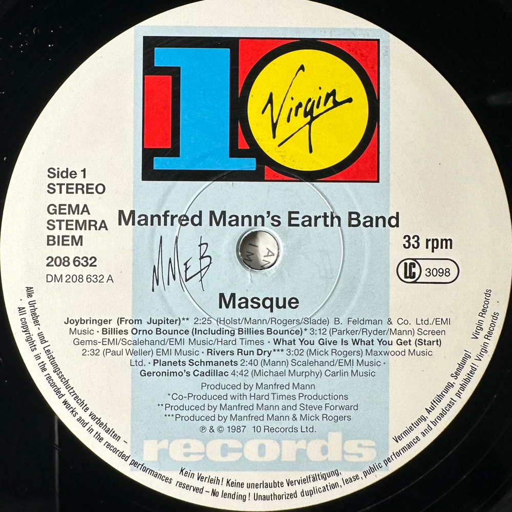 Manfred Mann's Earth Band - Masque (Германия 1987г.)