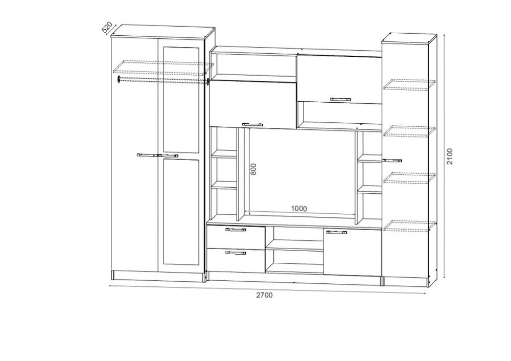 Стенка "Марта-11" (ясень шимо темный\ясень шимо светлый), Интерьер Центр, г. Пенза