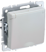 BRITE Розетка 1-местная с заземлением с защитными шторками и крышкой 16А IP44 РСбш10-3-44-БрЖ жемчуг IEK