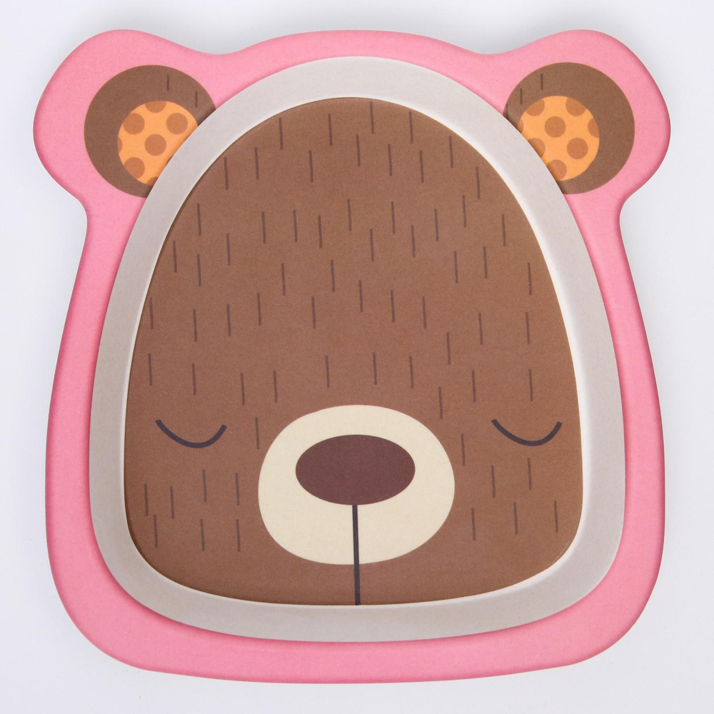 4298758 Тарелка 4-х секционная из бамбука, цвет МИКС