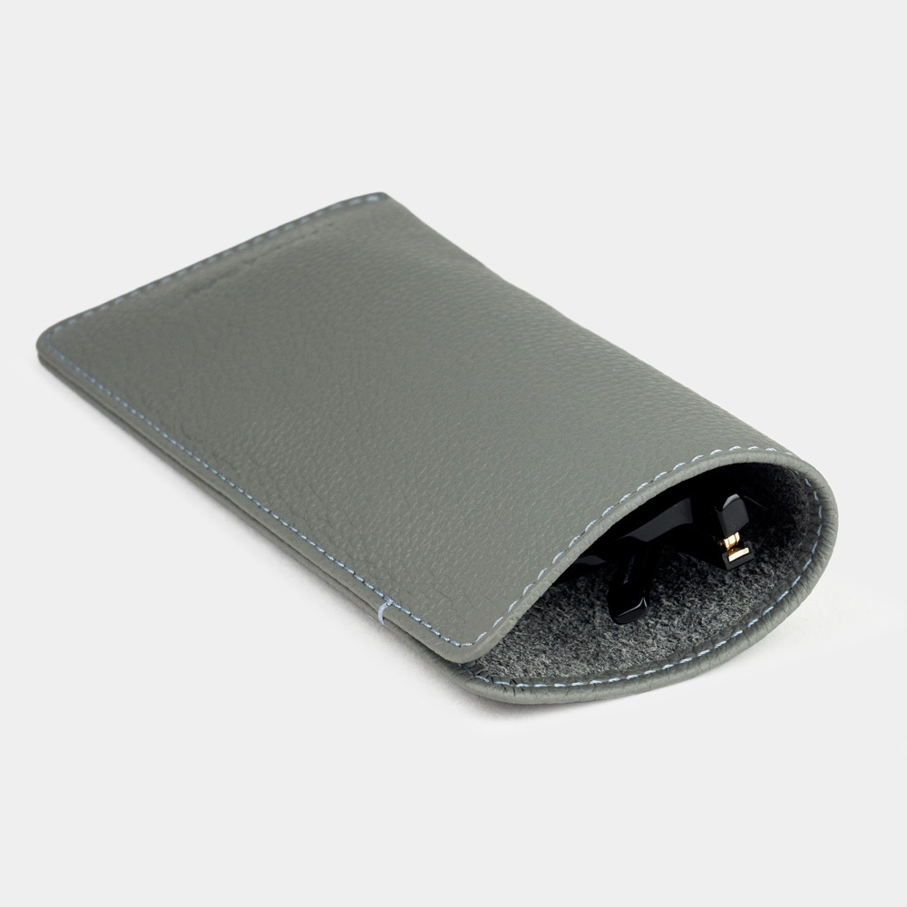 Футляр для очков кожаный Lunette Easy серого цвета