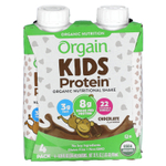 Orgain, Kids Protein, органический питательный коктейль, шоколад, 4 пакетика по 244 мл (8,25 жидк. унц.)