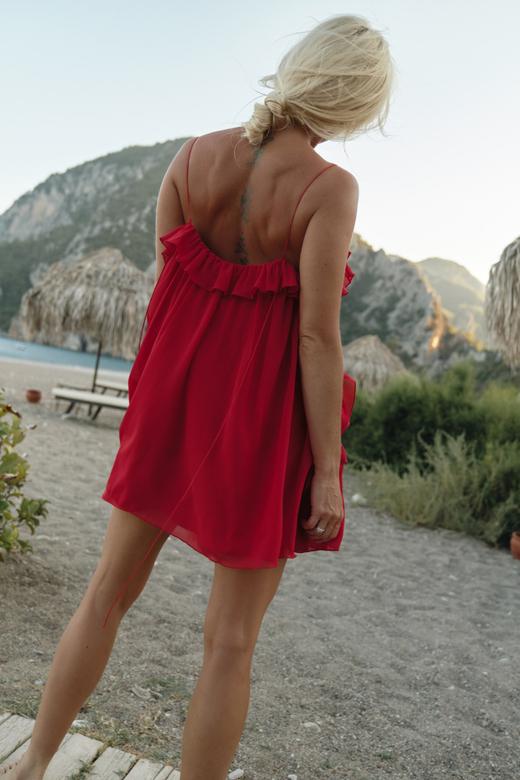 Платье мини с воланами red