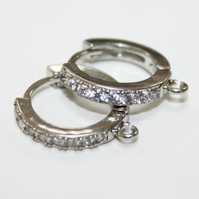 Швензы с цирконами люкс родированные 17мм