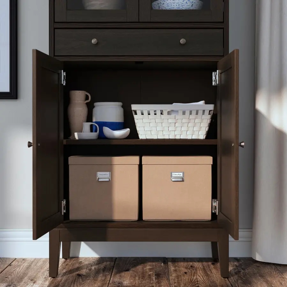 Шкаф со стеклянными дверцами - IDANÄS/IDANАS   IKEA/ ИДАНАС ИКЕА, 81x39x211 см, темно-коричневый