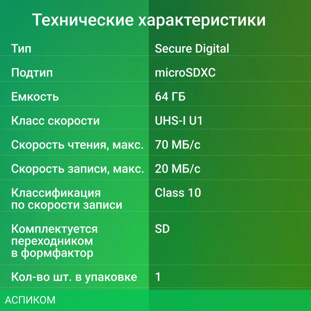 Карта памяти Digma microSDXC 64Gb Class10 Digma CARD10 + adapter (DGFCA064A01)