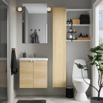 Комбинация для ванной - IKEA ENHET, 64х43х65 см, белый/имитация дуба, ЭНХЕТ ИКЕА