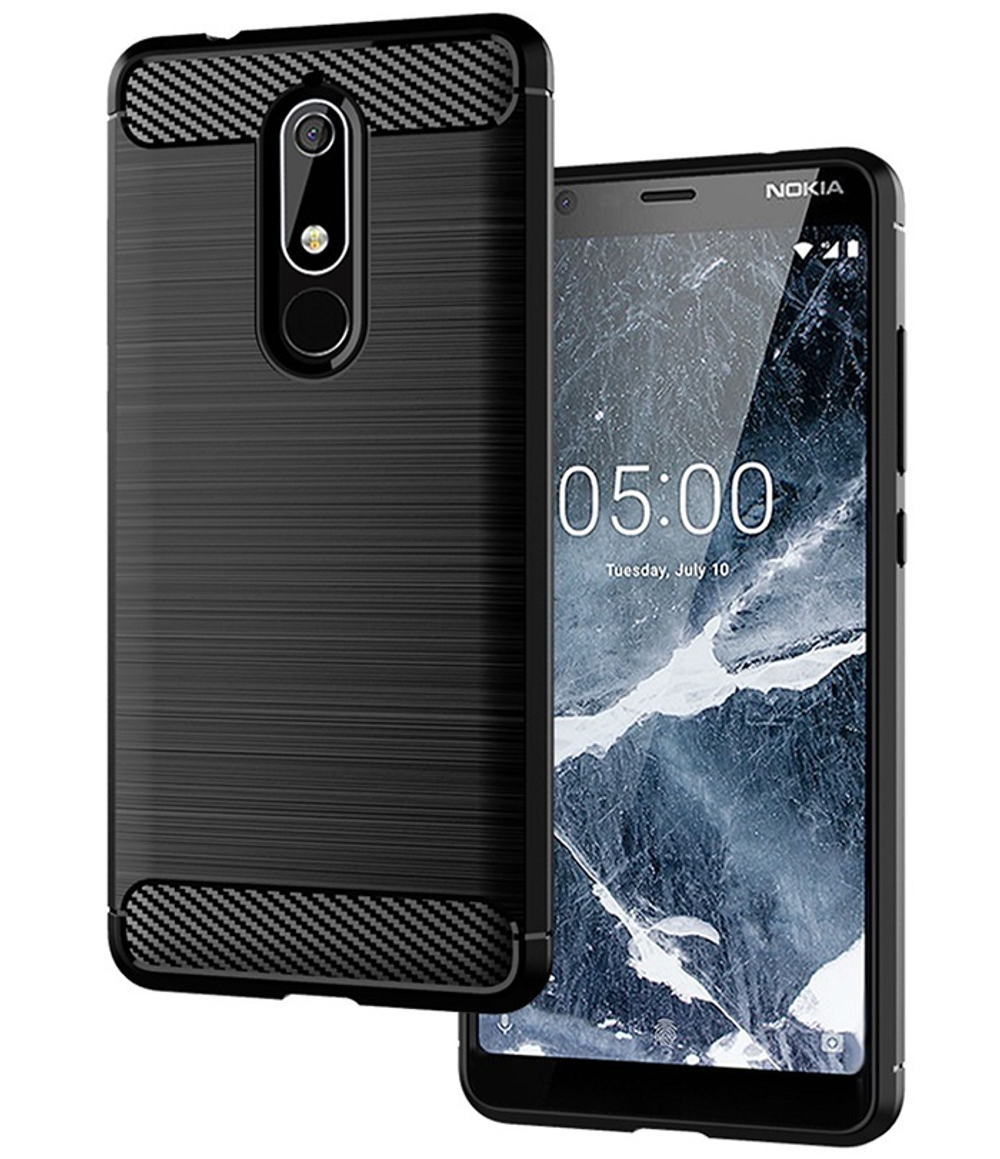 Чехол на Nokia 5.1 цвет Black (черный), серия Carbon от Caseport