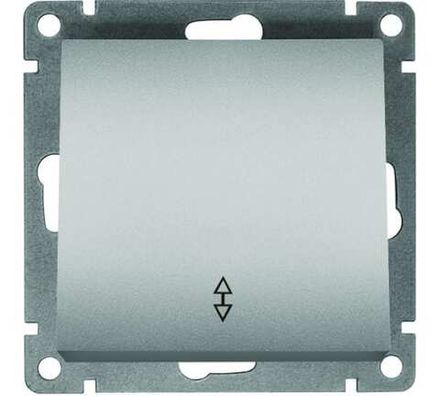 Выключатель проходной одноклавишный "UNIVersal" серия "Афина ", с/у, 10А, 220В, серебро (еврослот)