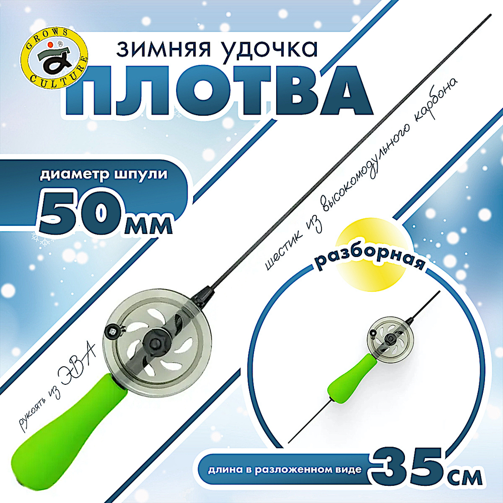Удочка зимняя Grows Culture Плотва 35см Ручка EVA -