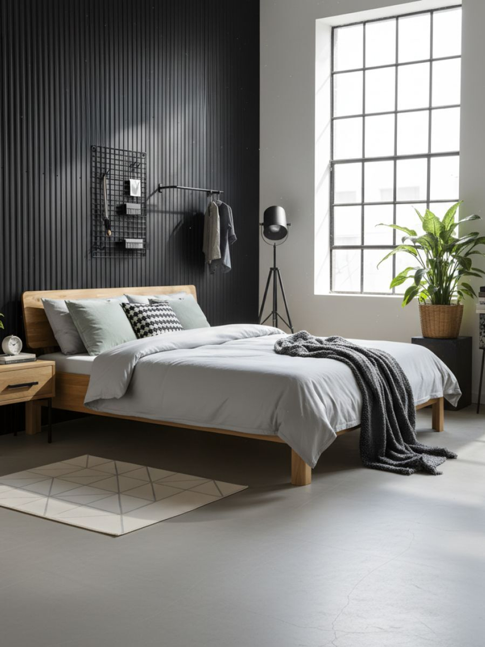 Кровать двуспальная, 180х200, Магнелия, с настилом, массив дуба, лак, Dipriz