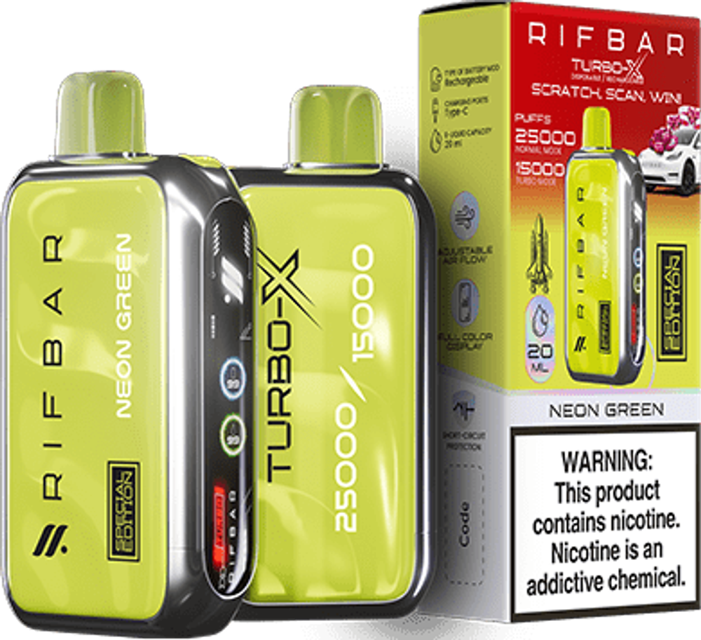 RIFBAR TURBO X 25000 - Neon Green (5% nic)