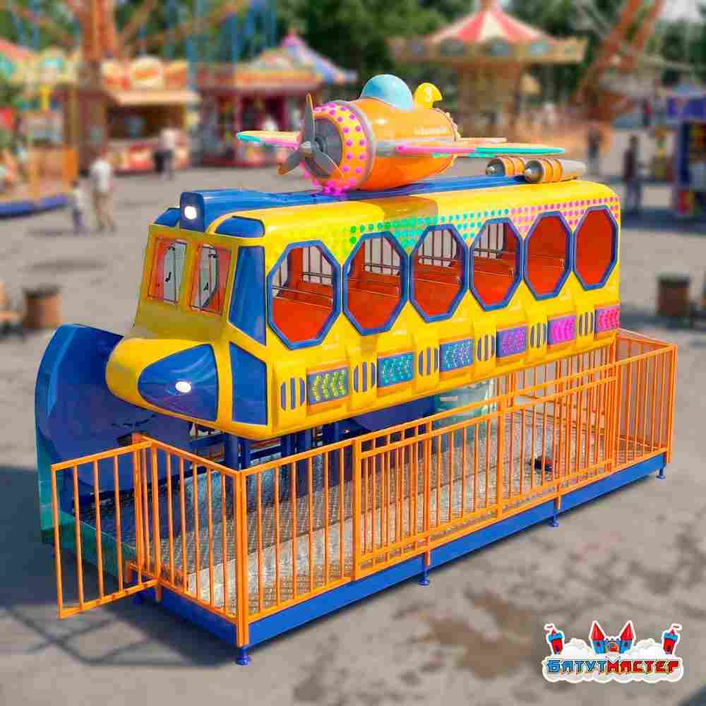 Детский аттракцион скамейка «Радужный полет», 18 мест, 8×5×3,5 м