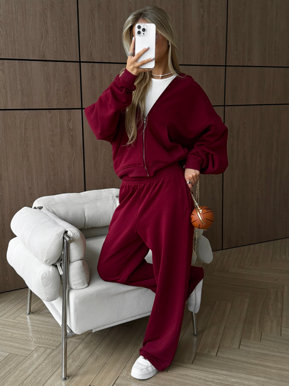 Костюм худи + брюки красный