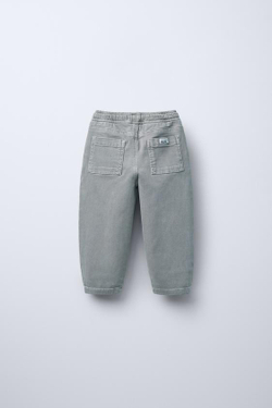 ZARA БРЮКИ ПРЯМОГО КРОЯ ИЗ ТВИЛА, СИНИЙ