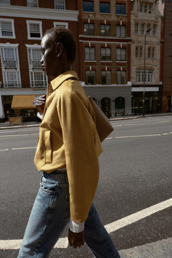 ZARA БОМБЕР ПОД ЗАМШУ, ГОРЧИЧНЫЙ