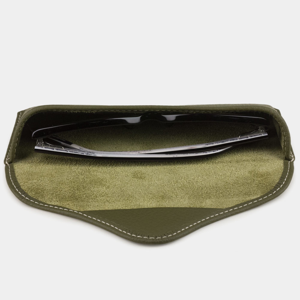 Футляр для очков Vision из кожи теленка, зеленого цвета