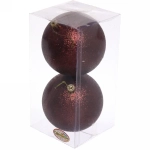 Новогодние шары 10 см (набор 2 шт) «Глиттер», шоколад