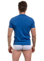 Мужская хлопковая футболка с V-образным вырезом горловины (Размер: M) (Цвет: серый)