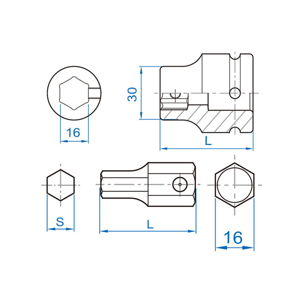 Набор ударных вставок (бит), HEX, 10-32 мм, 11 предметов KING TONY 6411MP