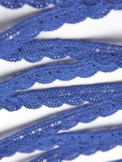 Кружево хлопковое/Тесьма вязаная, ш. 1,5 см, рис. 13.01.103, синий
