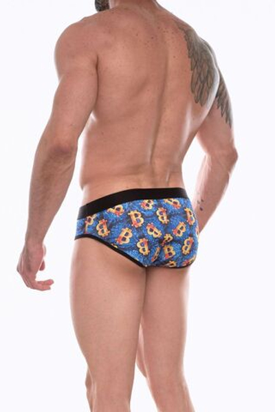 Синие трусы-брифы с разноцветным принтом Don Moris (Размер: M) (Цвет: синий)