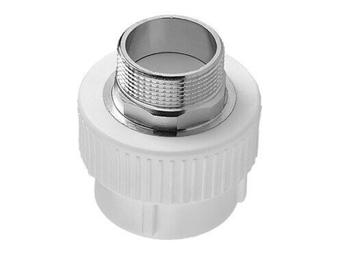 Муфта РР комб. 25*3/4" нар. серый (Tebo)