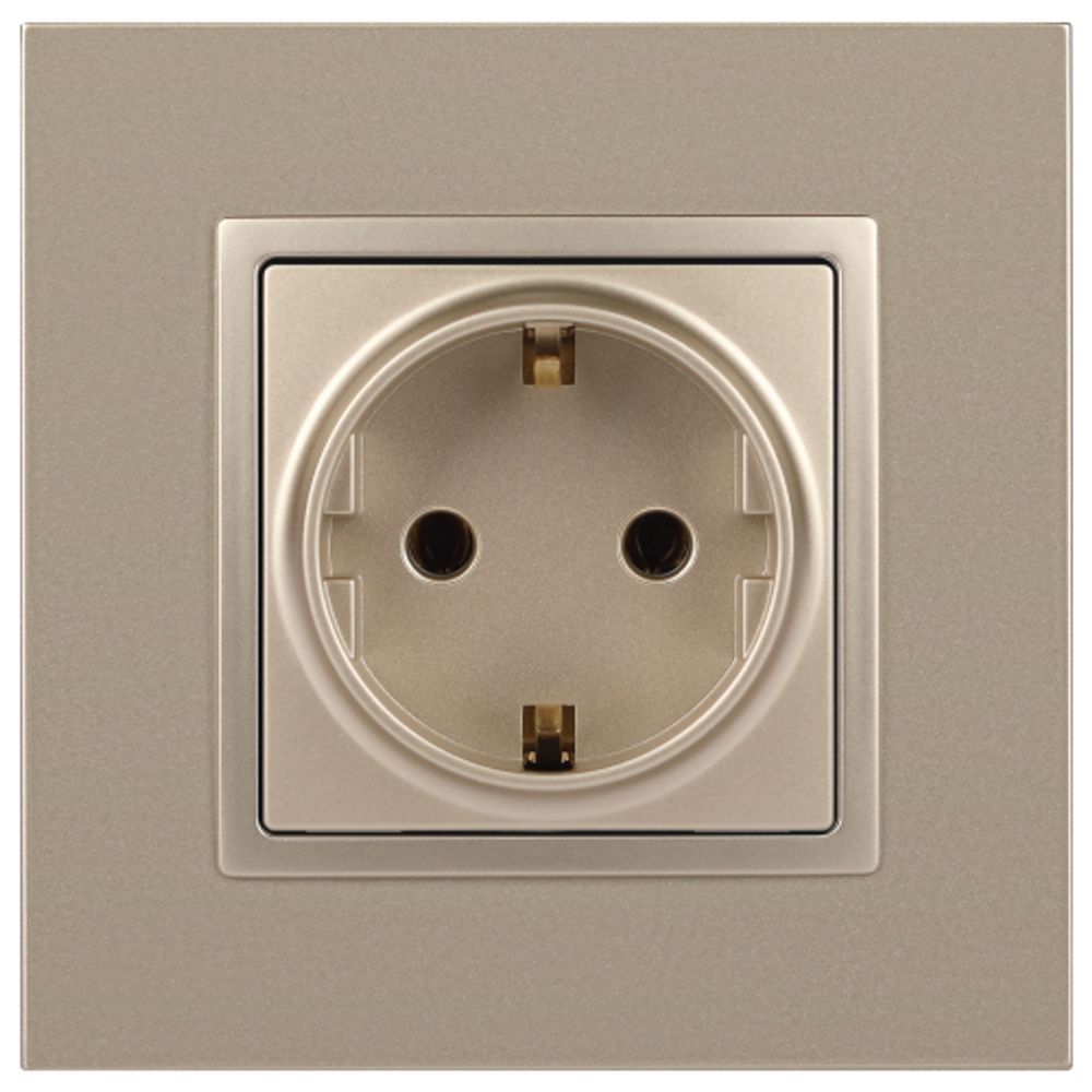 Розетка ЭРА Elegance 14-2102-04 с заземлением 2P+E Schuko со шторками 16A-250В IP20 шампань