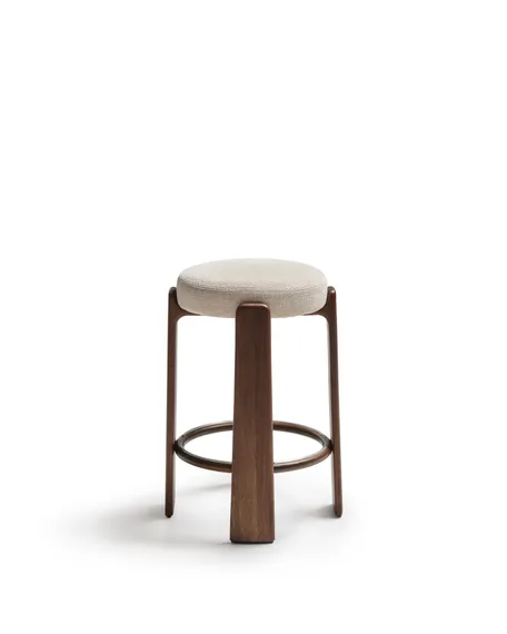 Granite Барный табурет из бежевого шенилла и массива ясеня в отделке орех 75 см