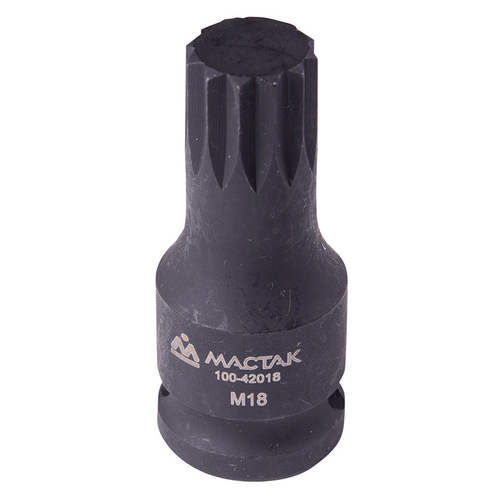 МАСТАК (100-42018) Торцевая насадка 1/2", SPLINE, M18 для болта задней ступицы VAG