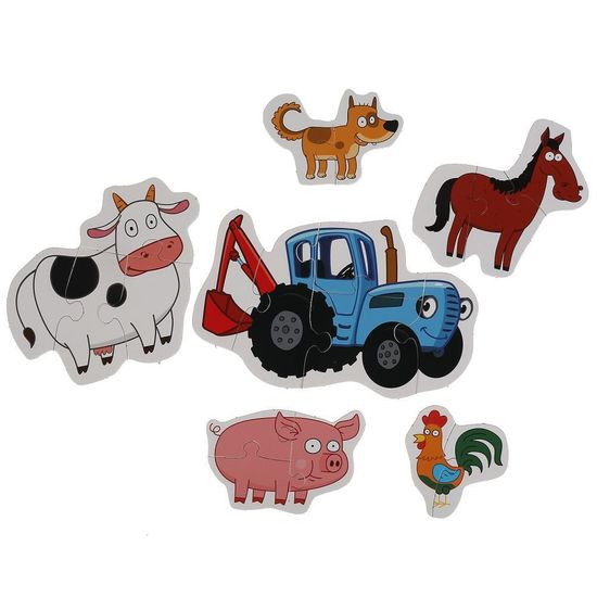 Макси-пазлы для малышей. Синий трактор. Коробка 150*180*40. 6 пазлов. Умные игры