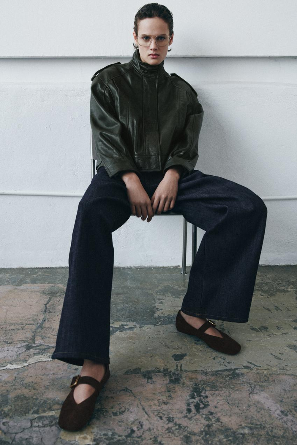 ZARA ЗАМШЕВЫЕ БАЛЕТКИ С ПРЯЖКОЙ, КОРИЧНЕВЫЙ