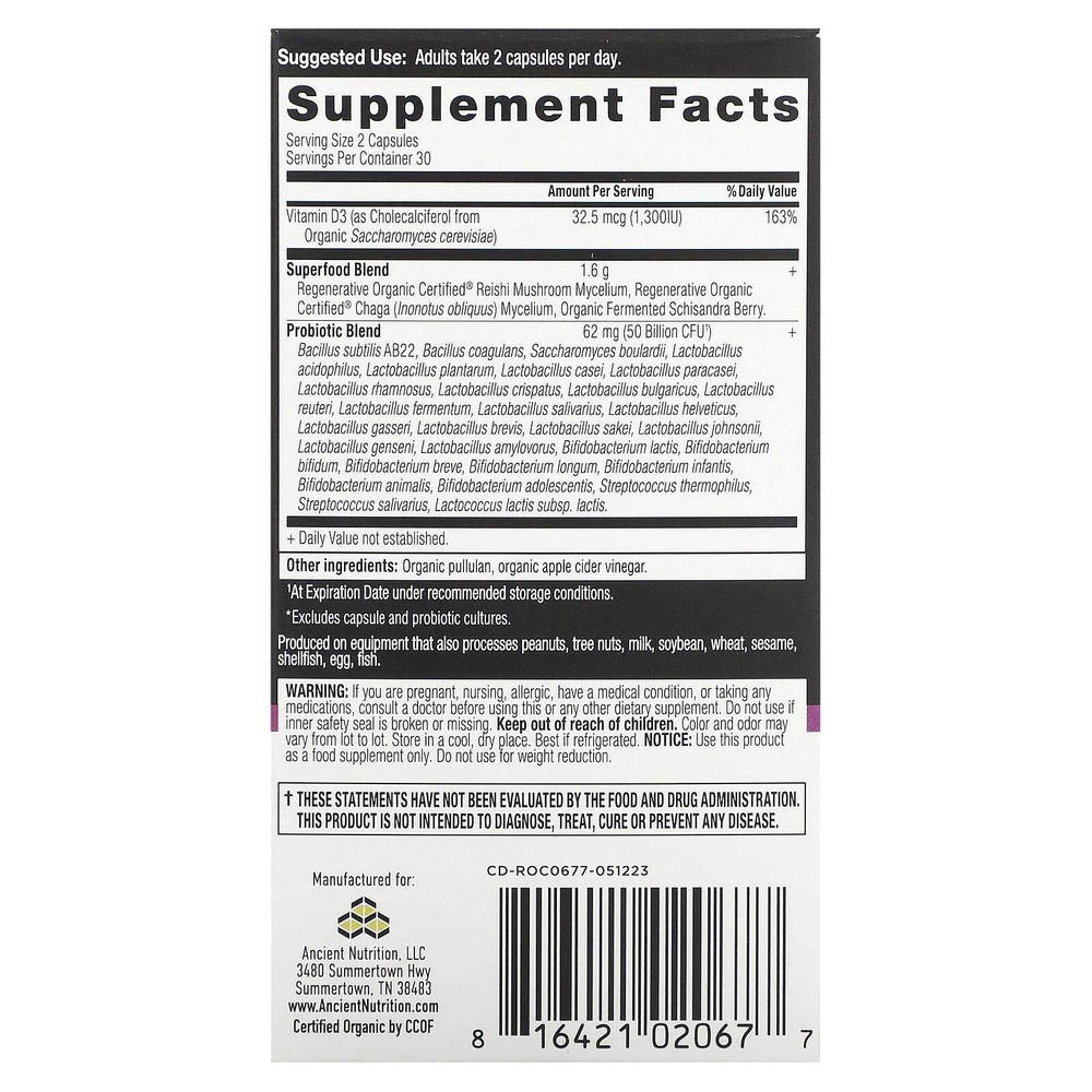 Ancient Nutrition, пробиотики для женщин, 60 капсул