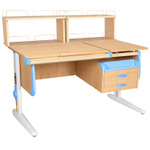 Растущая парта СУТ 25 с задними полками СУТ.15.240 и навесной тумбой (1200×880 мм)