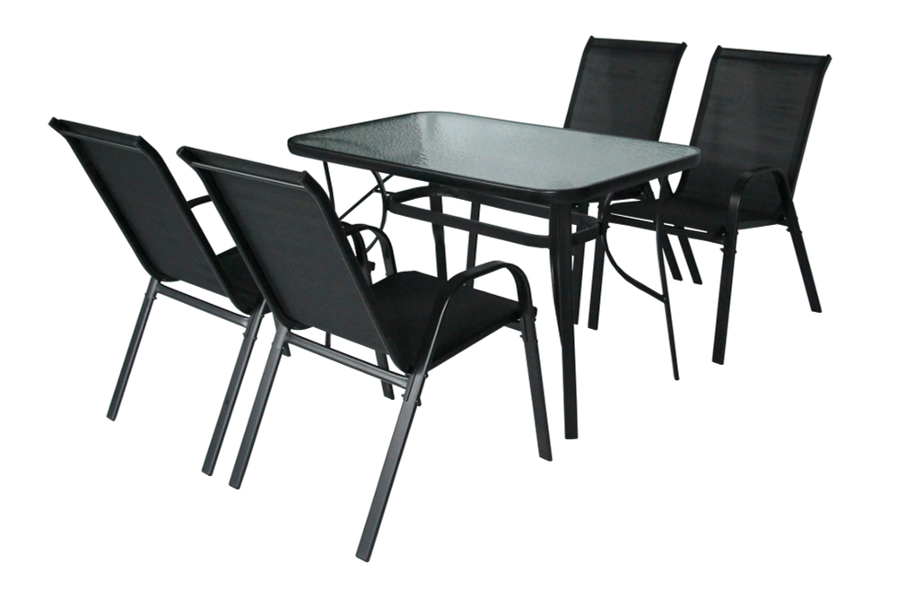 Набор мебели Garden Story Сан-Ремо (4 кресла кор.2+стол 120х70см, каркас черный, сиденья черные)