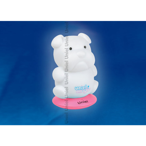 DTL-305-Бульдожка/3color/Base pink/Rech Светильник-ночник серия «Волшебные фонарики» аккумуляторный на розовой подставке. Пластиковая упаковка