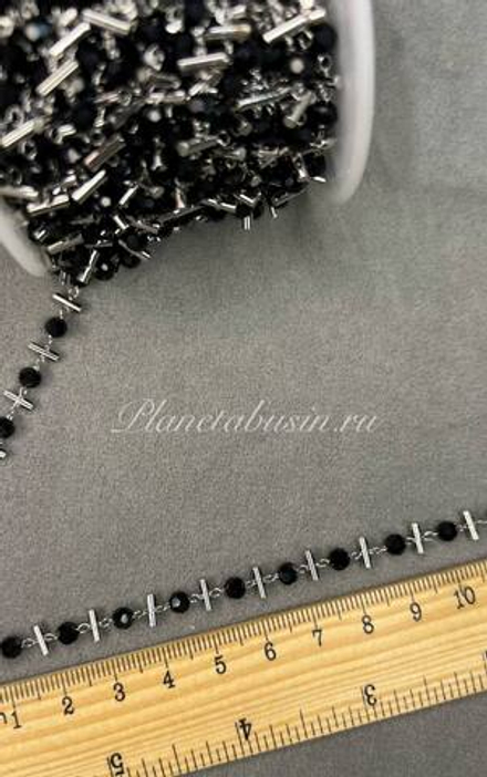 Цепь люкс (Корея) с хрустальным черным стеклом 1577