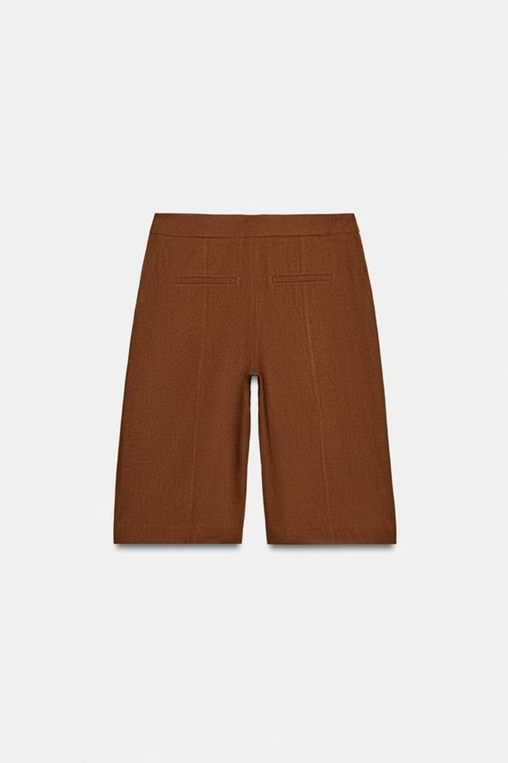 ZARA ДЛИННЫЕ БЕРМУДЫ ИЗ СМЕСОВОГО ЛЬНА, СВЕТЛО-КОРИЧНЕВЫЙ